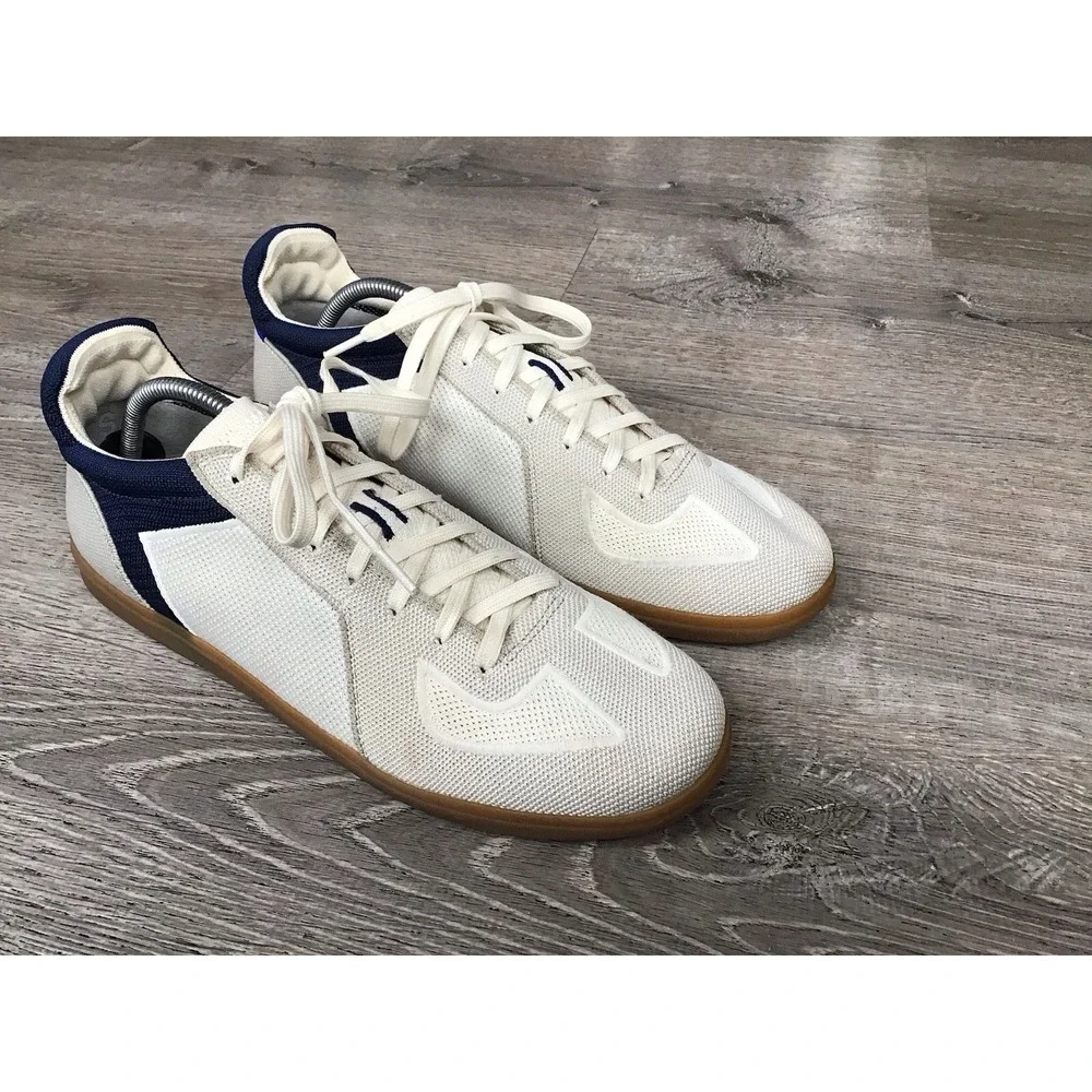 Rothys RS01 Blue And Cream Men's Lace Up Shoes Size 12 Casual knit sneakers
